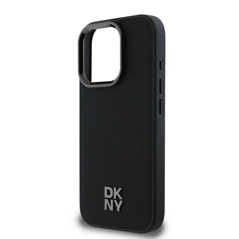 DKNY PU Leather Stack Logo Magsafe Zadný Kryt pre iPhone 16 Pro Black