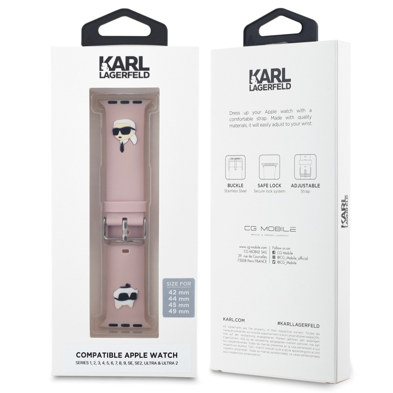 Karl Lagerfeld Karl and Choupette Head NFT Remienok pre Apple Watch 42/44/45/49 Pink