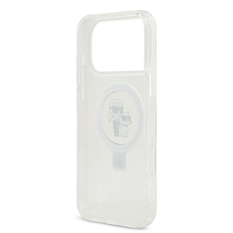 Karl Lagerfeld Ringstand Karl and Choupette MagSafe zadný kryt pre iPhone 17 Pro Max White