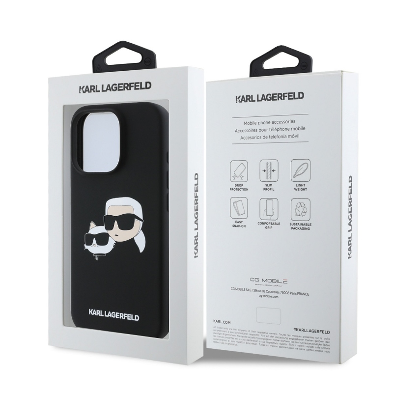 Karl Lagerfeld Liquid Silicone Double Heads MagSafe Zadný Kryt pre iPhone 16 Pro Black