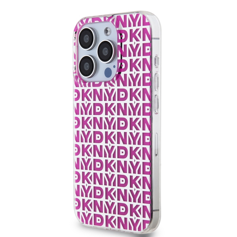 DKNY PC/TPU Repeat Pattern Zadný Kryt pre iPhone 15 Pro Pink