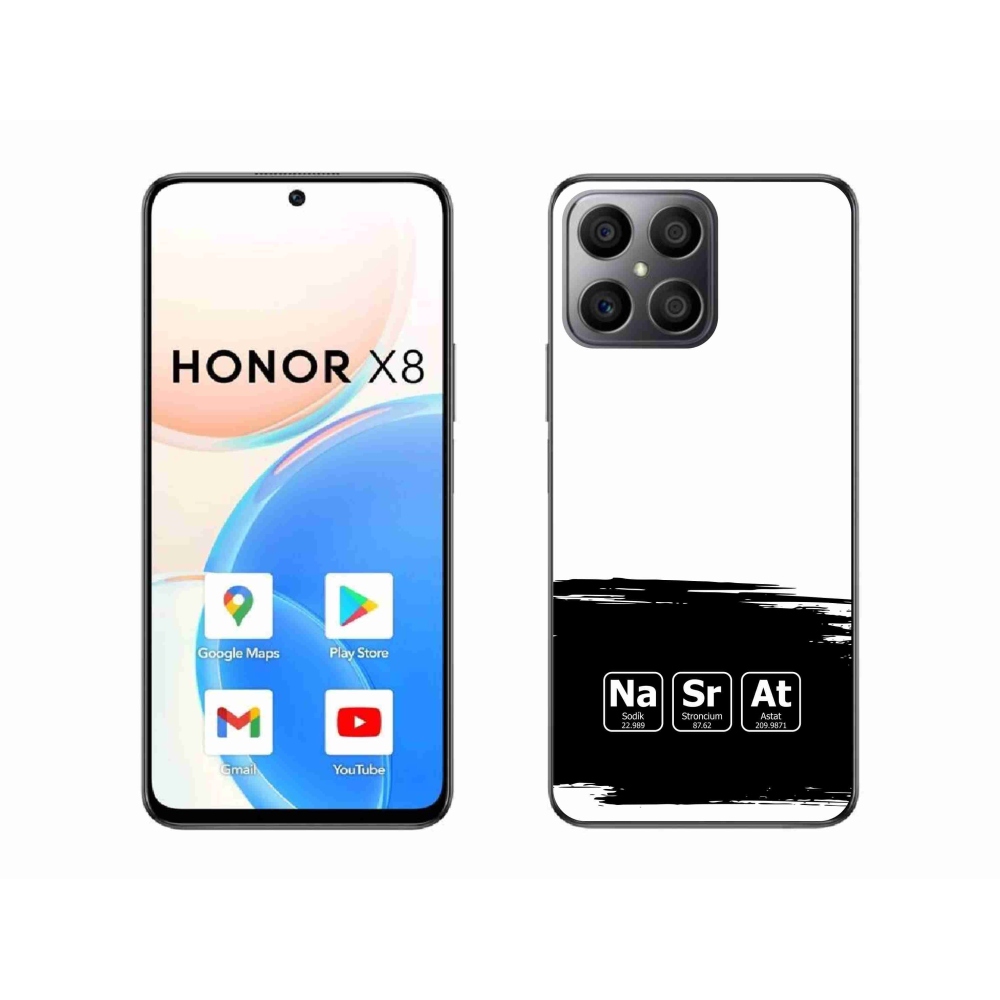 Gélový kryt mmCase na Honor X8 4G - chemické prvky čiernobiele pozadie
