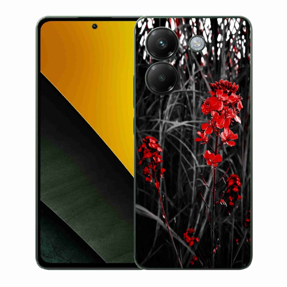 Gélový kryt mmCase na Xiaomi Poco M7 Pro 5G - červená rastlina