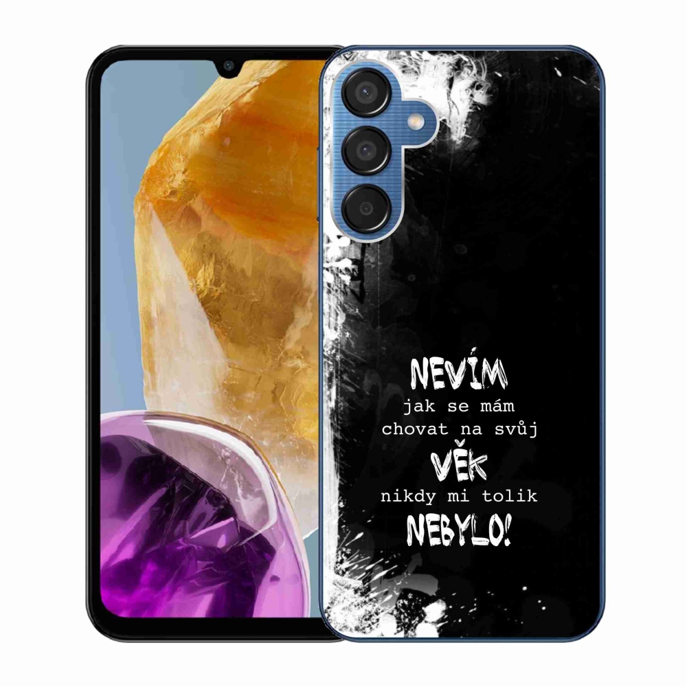 Gélový kryt mmCase na Samsung Galaxy M15 5G - vtipný text 14 čierne pozadie