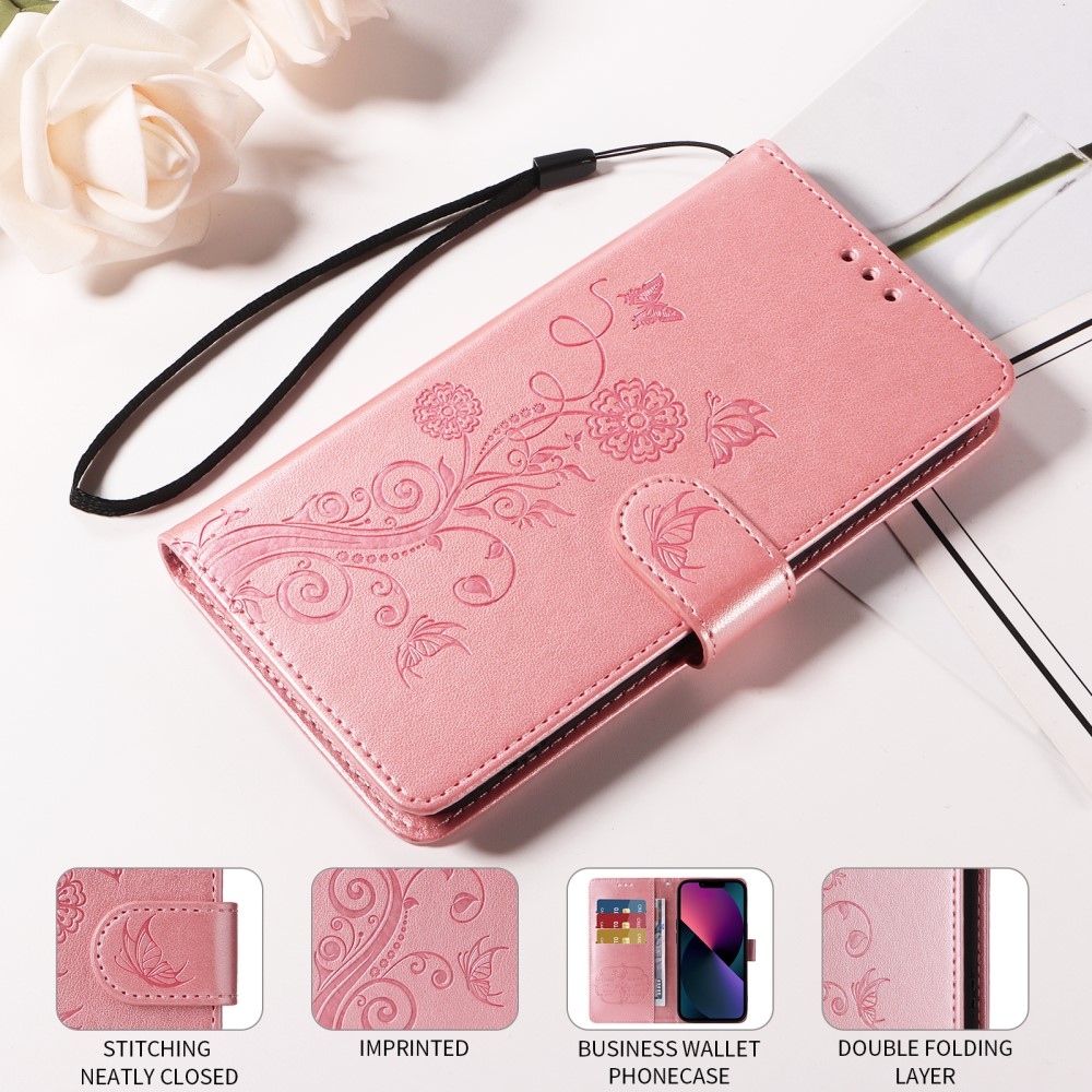 Flowery knižkové púzdro na Xiaomi Redmi A5 - ružové