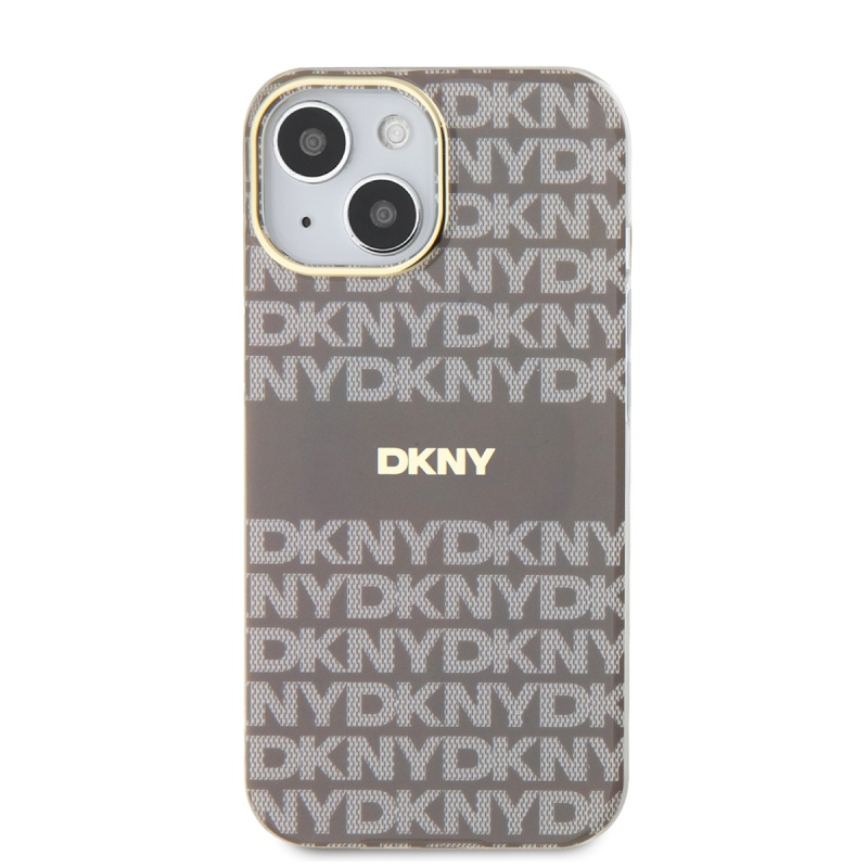 DKNY PC/TPU Repeat Pattern Tonal Stripe Magsafe Zadný Kryt pre iPhone 15 Beige