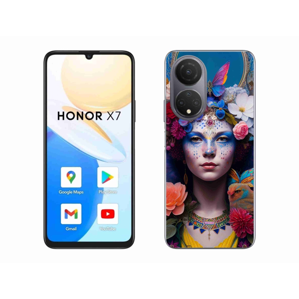 Gélový kryt mmCase na Honor X7 - žena s kvetinami