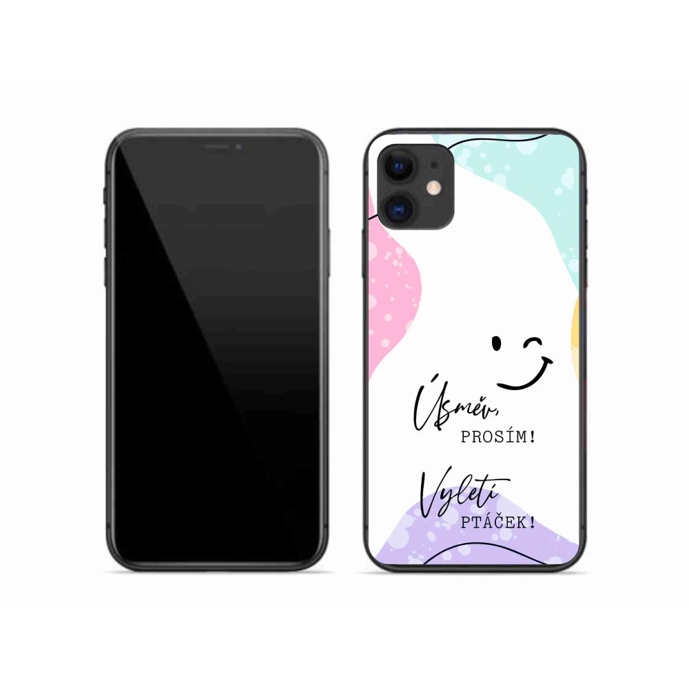 Gélový kryt mmCase na iPhone 11 - vtipný text 4 biele pozadie