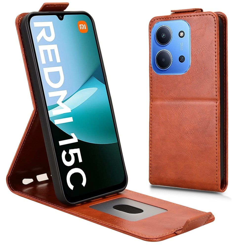 Vert flipové púzdro na Xiaomi Redmi 15C 4G (171mm)/Poco C85 4G (171mm) - oranžové