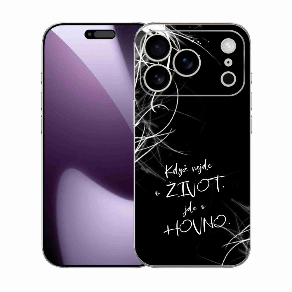 Gélový kryt mmCase na iPhone 17 Pro - vtipný text 16 čierne pozadie