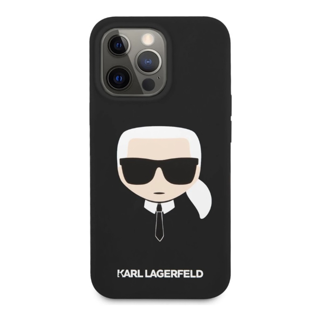 Karl Lagerfeld Magnetic Liquid Silicone Karl Head Zadný Kryt iPhone 13 Pro Max čierny