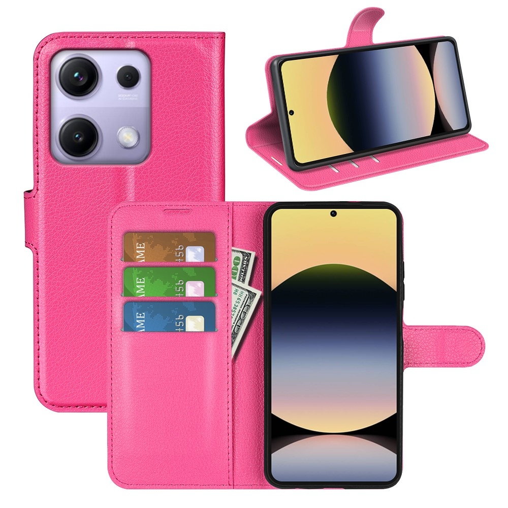 Litchi knižkové puzdro na Xiaomi Redmi Note 14S - rose