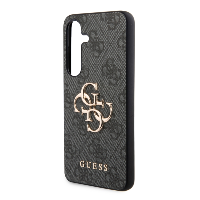 Guess PU 4G Metal Logo Zadný Kryt pre Samsung Galaxy S24+ Grey