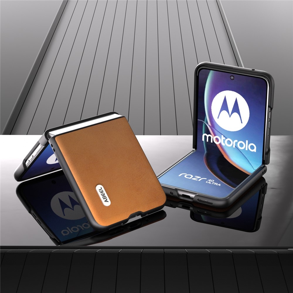 ABEEL plastový obal s pevným chrbtom na Motorola Razr 40 Ultra 5G - hnedý