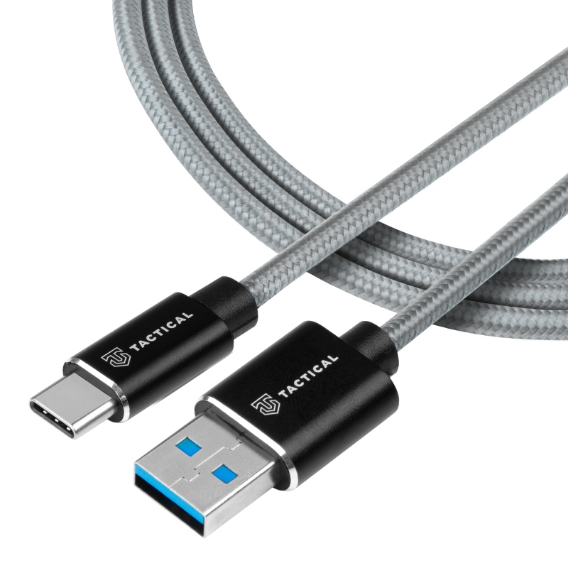 Tactical Fast Rope Aramid Cable USB-A/USB-C 1m Grey