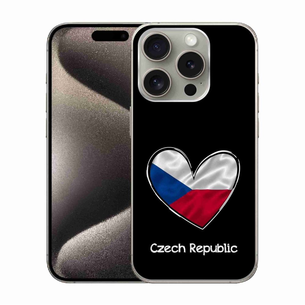 Gélový kryt mmCase na iPhone 15 Pro - vlajka srdca čierne pozadie