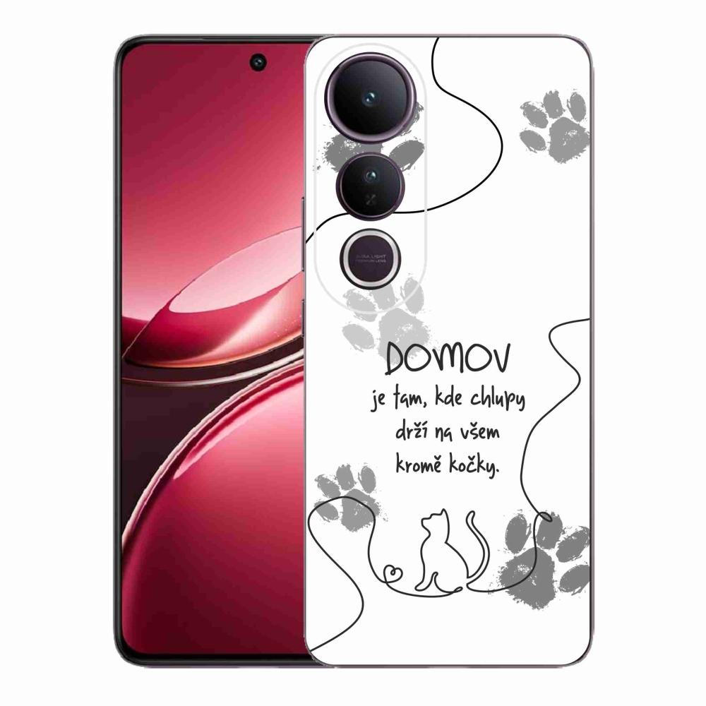 Gélový kryt mmCase na Vivo V50 Lite 4G/5G - mačacie motív biele pozadie