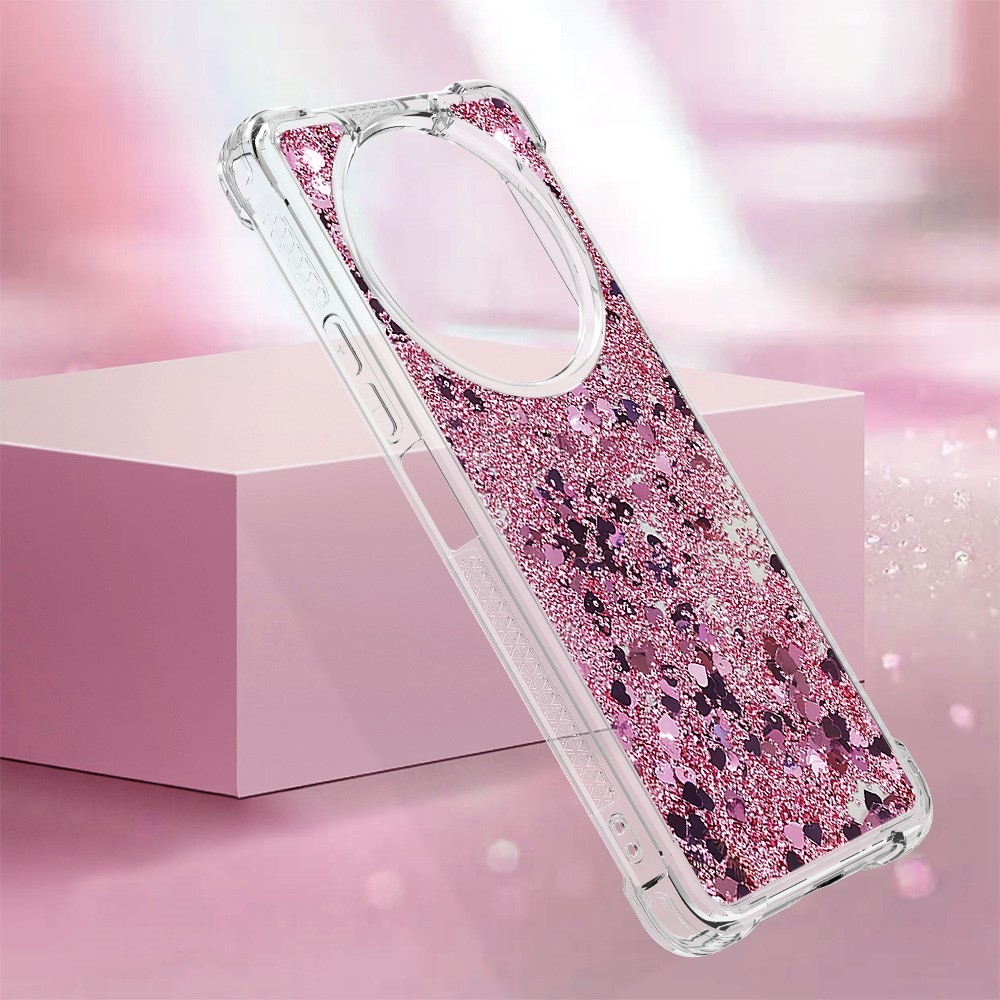 Glitter gélový presýpací obal na Xiaomi Redmi A3 - ružovozlatý/srdiečka