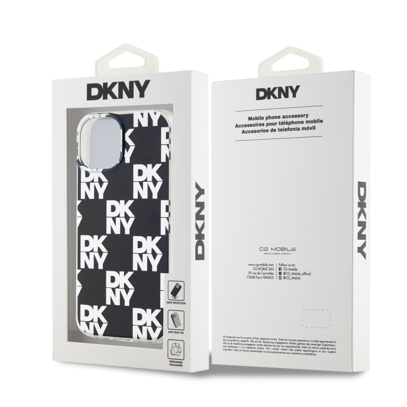 DKNY PC/TPU Checkered Pattern Zadný Kryt pre iPhone 15 Black