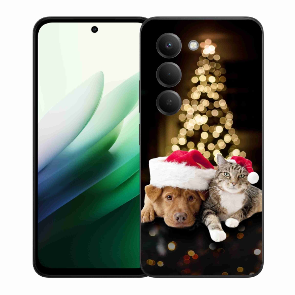Gélový kryt mmCase na Xiaomi Redmi 15 5G - vianočný pes a mačka