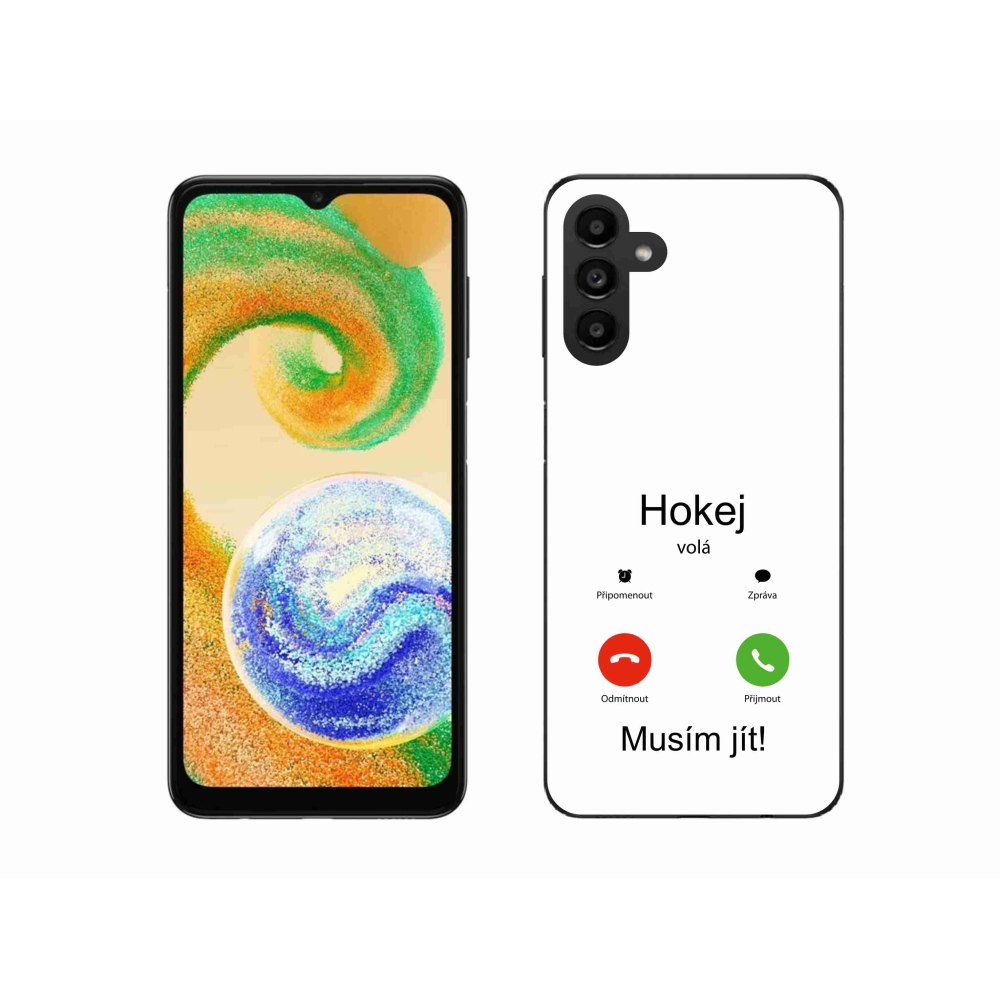 Gélový kryt mmCase na Samsung Galaxy A04s (164.7x76.7x9.1mm) - hokej volá biele pozadie