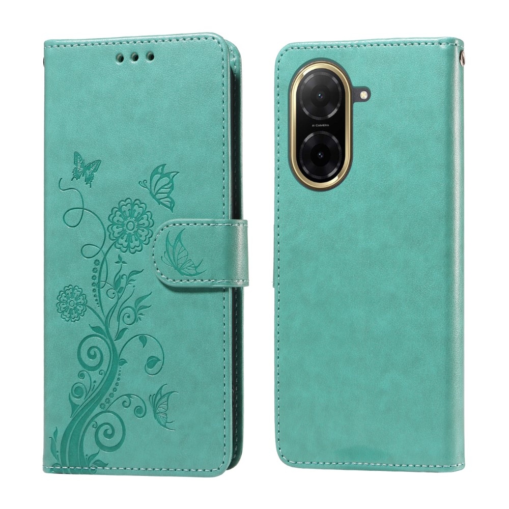Flowery knižkové púzdro na Xiaomi Redmi A5 - modrozelené