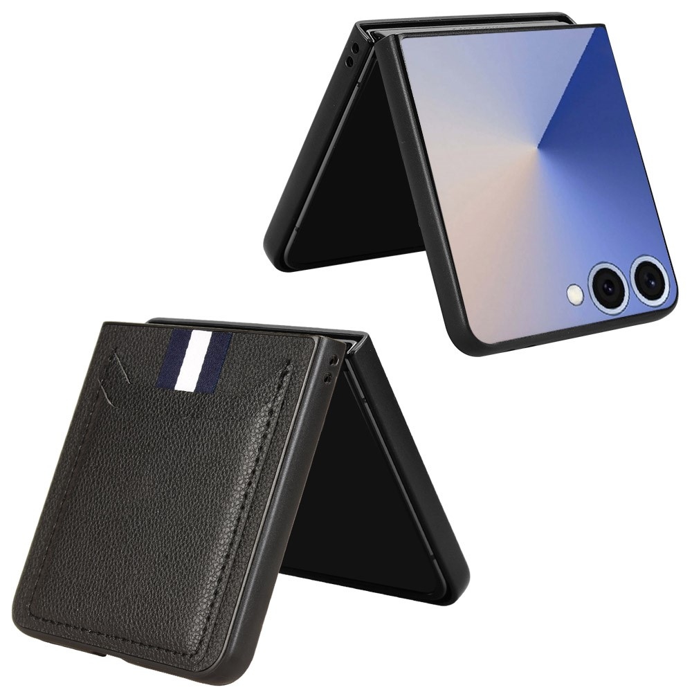 Combi plastový kryt s umelou kožou na Samsung Galaxy Z Flip7 5G - čierny
