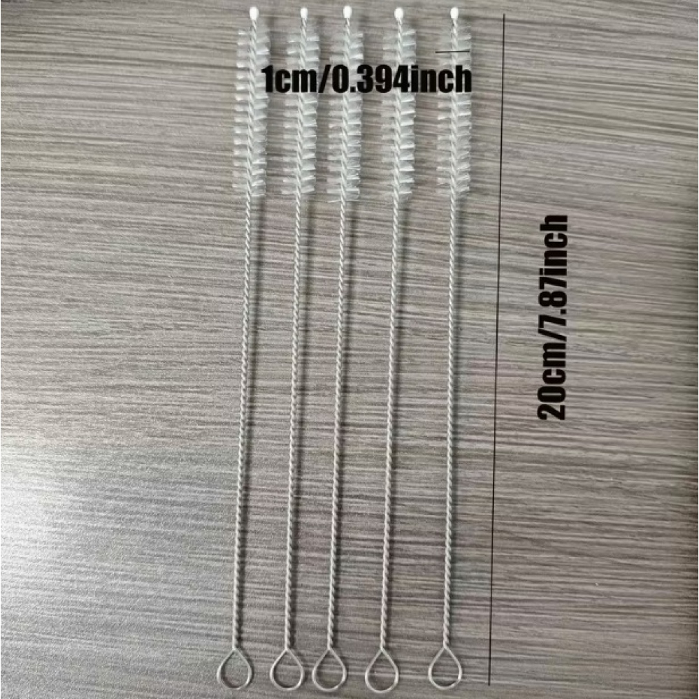 Sada 5 ks čistiacich kefiek na slamky s nerezovou rukoväťou