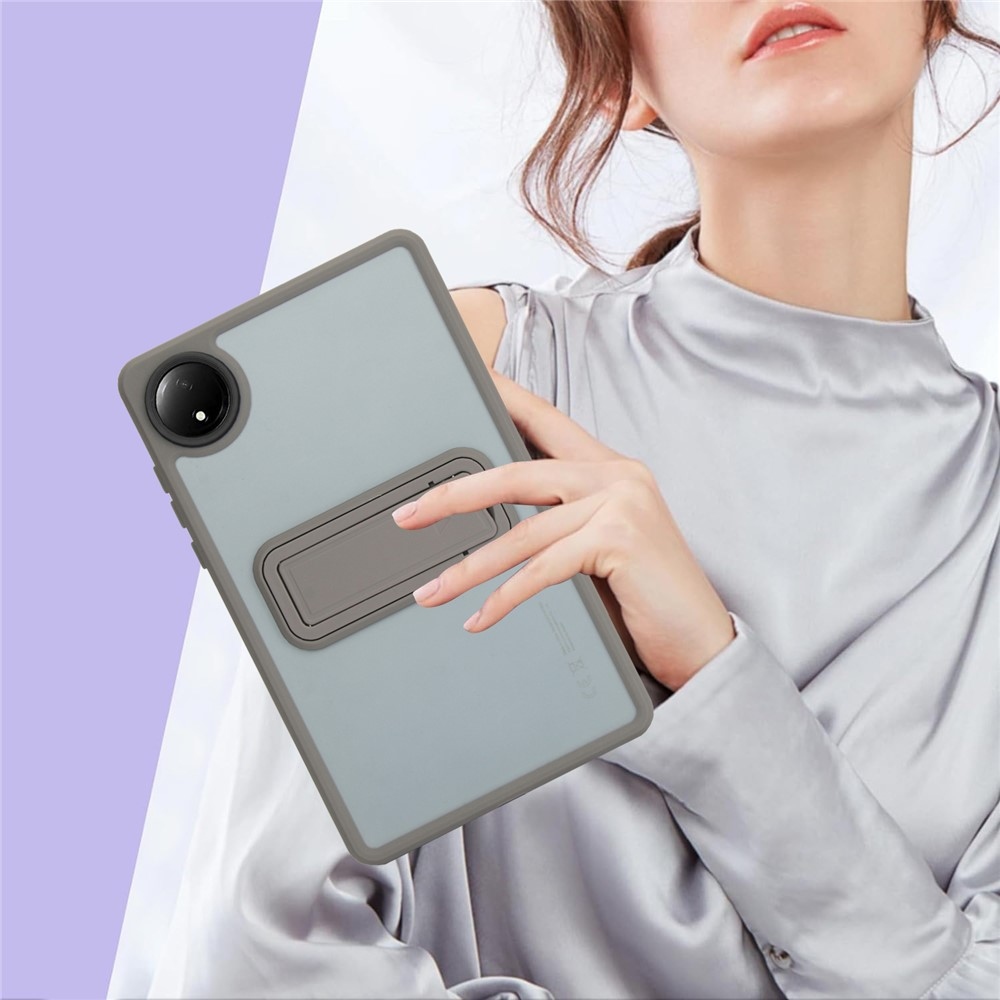 Skiny gélový obal s pevným chrbtom a výklopným stojanom na Xiaomi Redmi Pad SE 8.7 - šedý