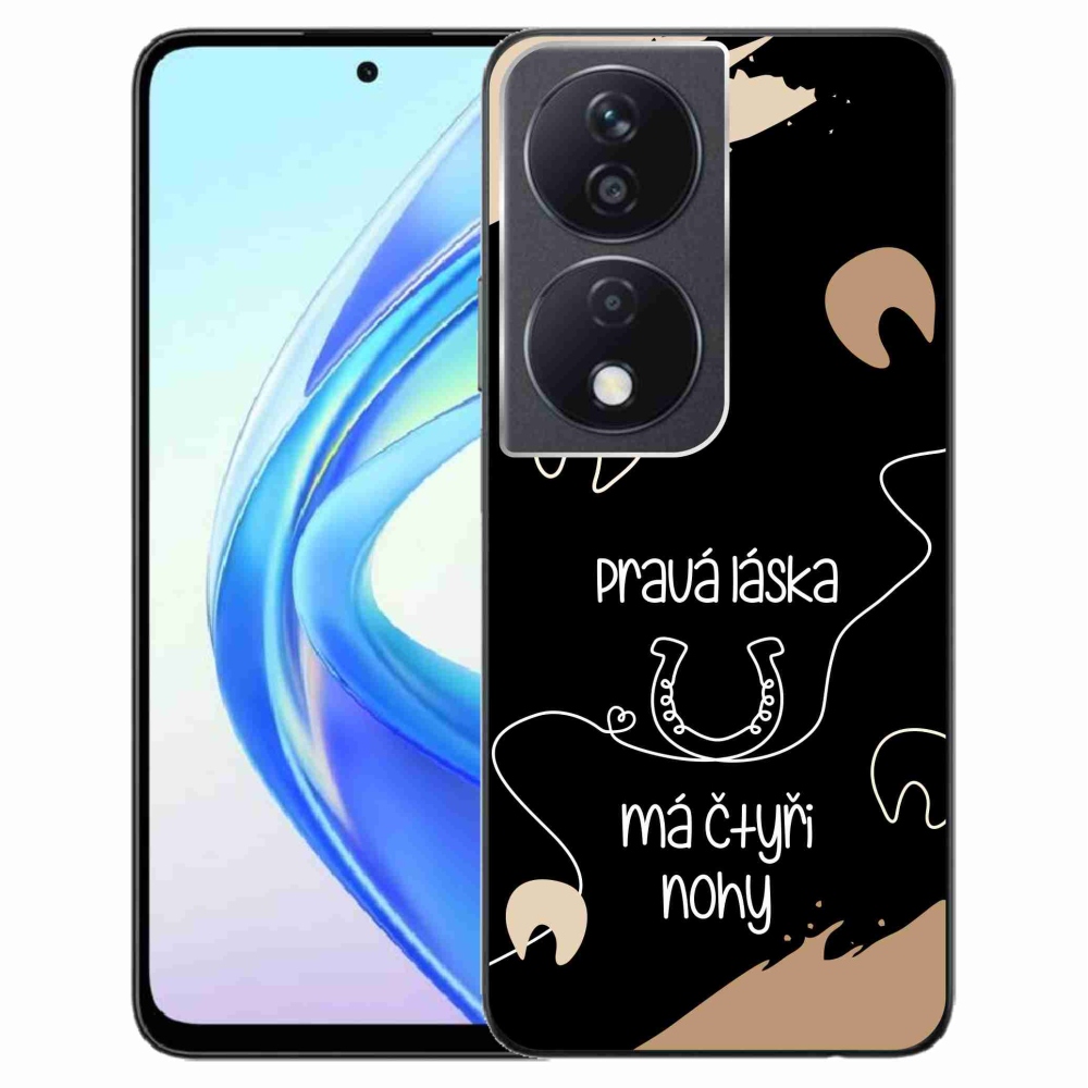 Gélový kryt mmCase na Honor X7b/Honor 90 Smart - konský motív čierne pozadie