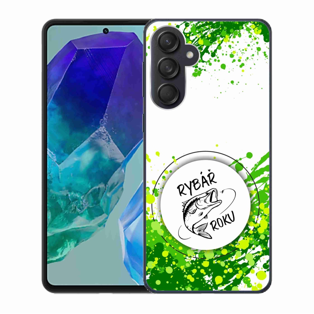 Gélový kryt mmCase na Samsung Galaxy M55 5G - rybár roka biele pozadie