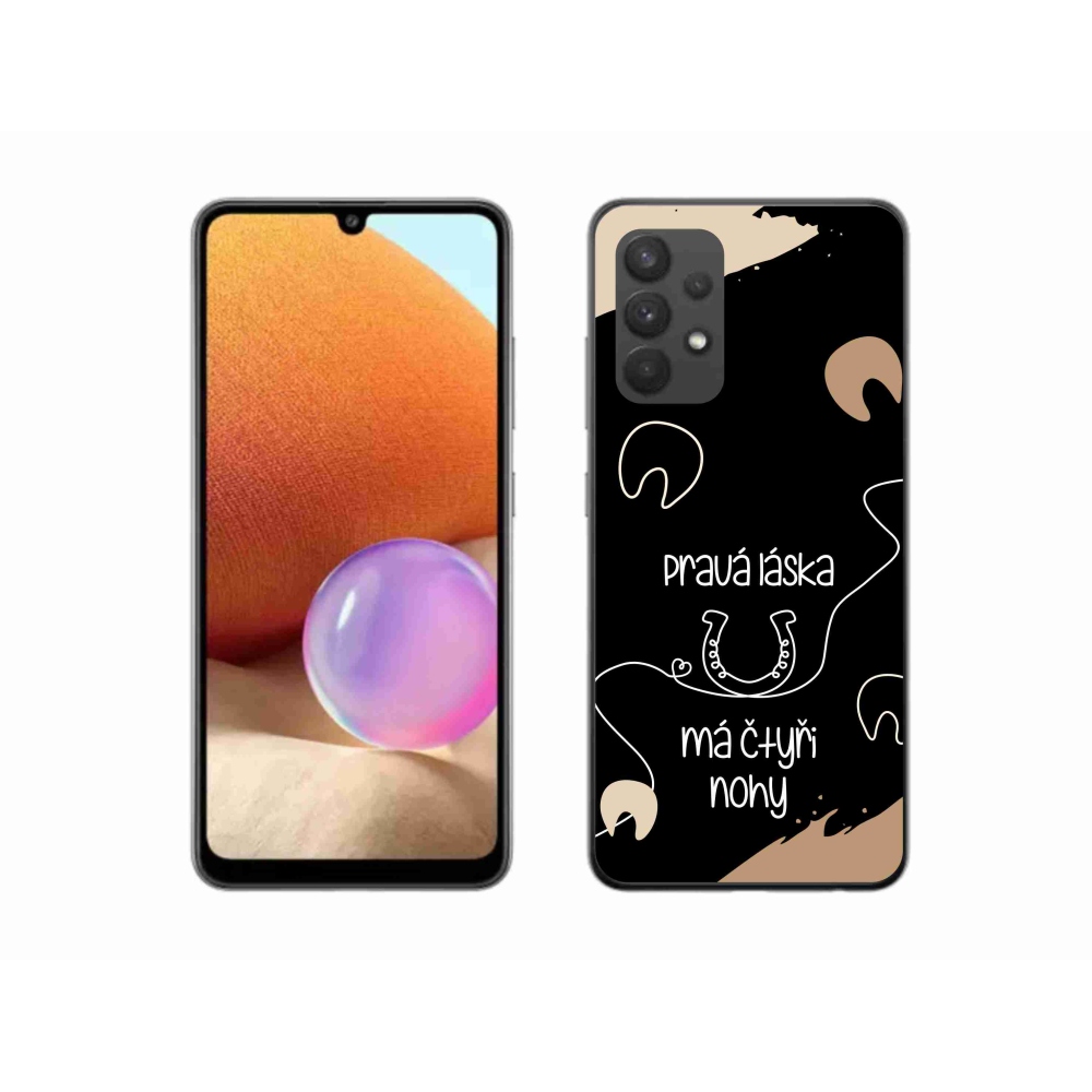Gélový kryt mmCase na Samsung Galaxy A32 4G - konský motív čierne pozadie