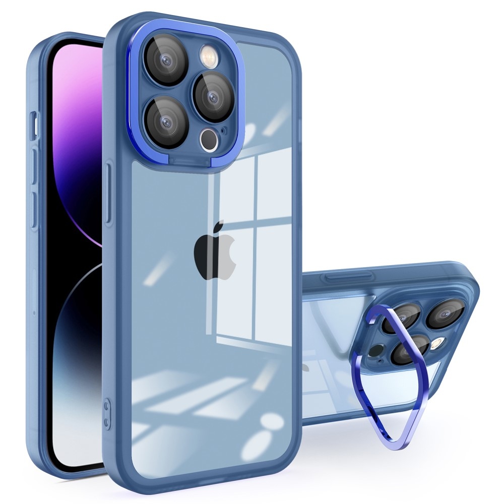 Gélový obal s pevným chrbtom a stojanom na iPhone 15 Pro Max - modrý
