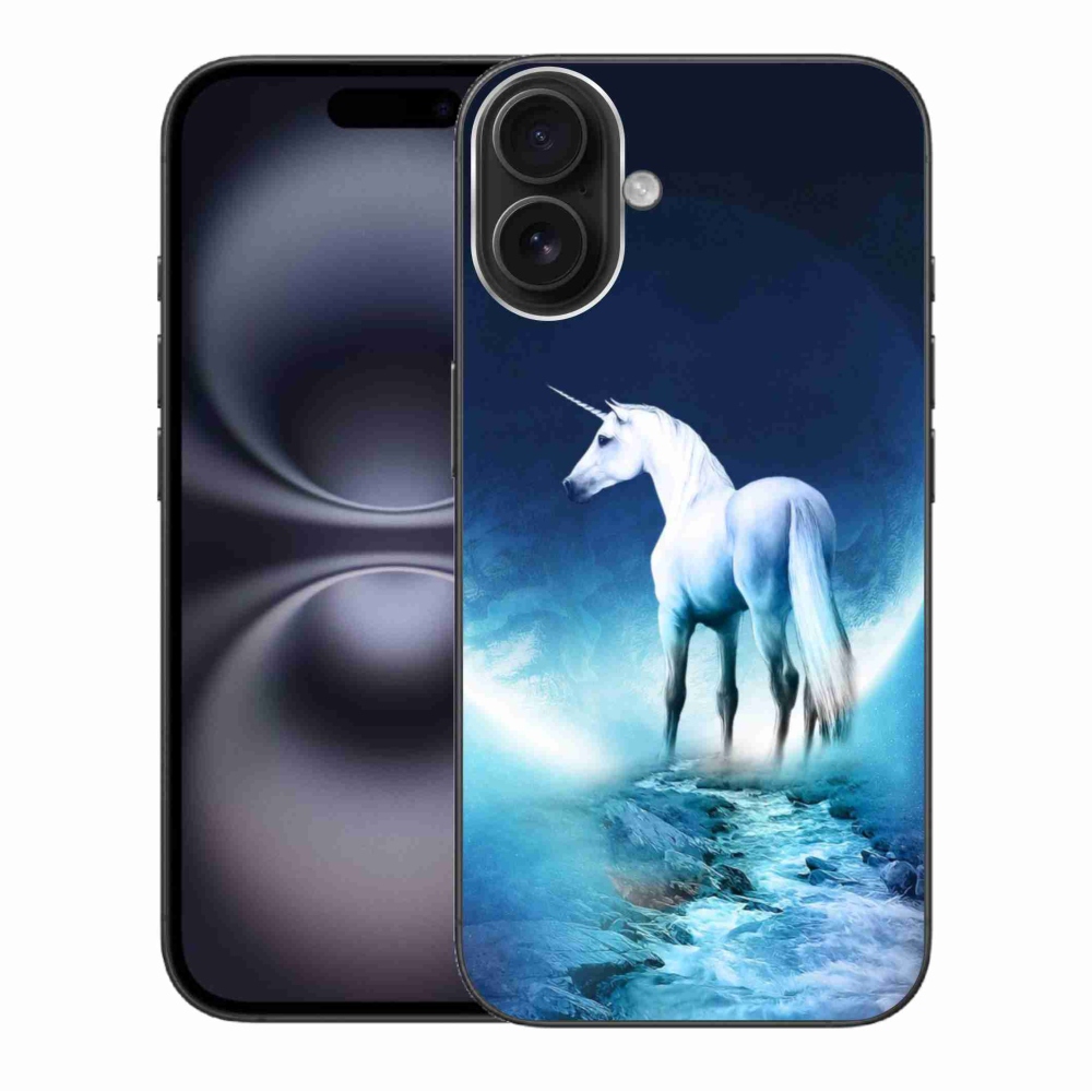 Gélový kryt mmCase na iPhone 16 Plus - biely jednorožec