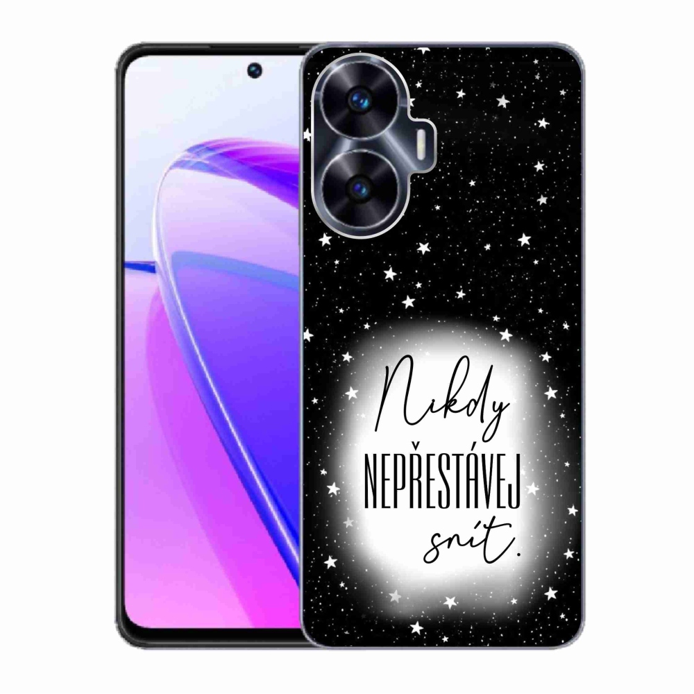 Gélový kryt mmCase na Realme C55 - citát 1 bieločierne pozadie