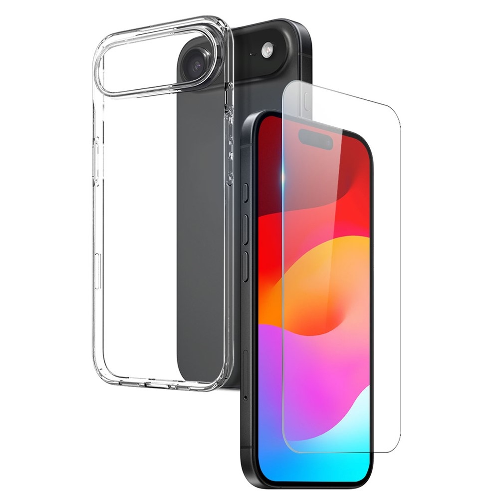 NORTHJO priehľadný gélový obal + tvrdené sklo na iPhone 17 Air - priehľadný