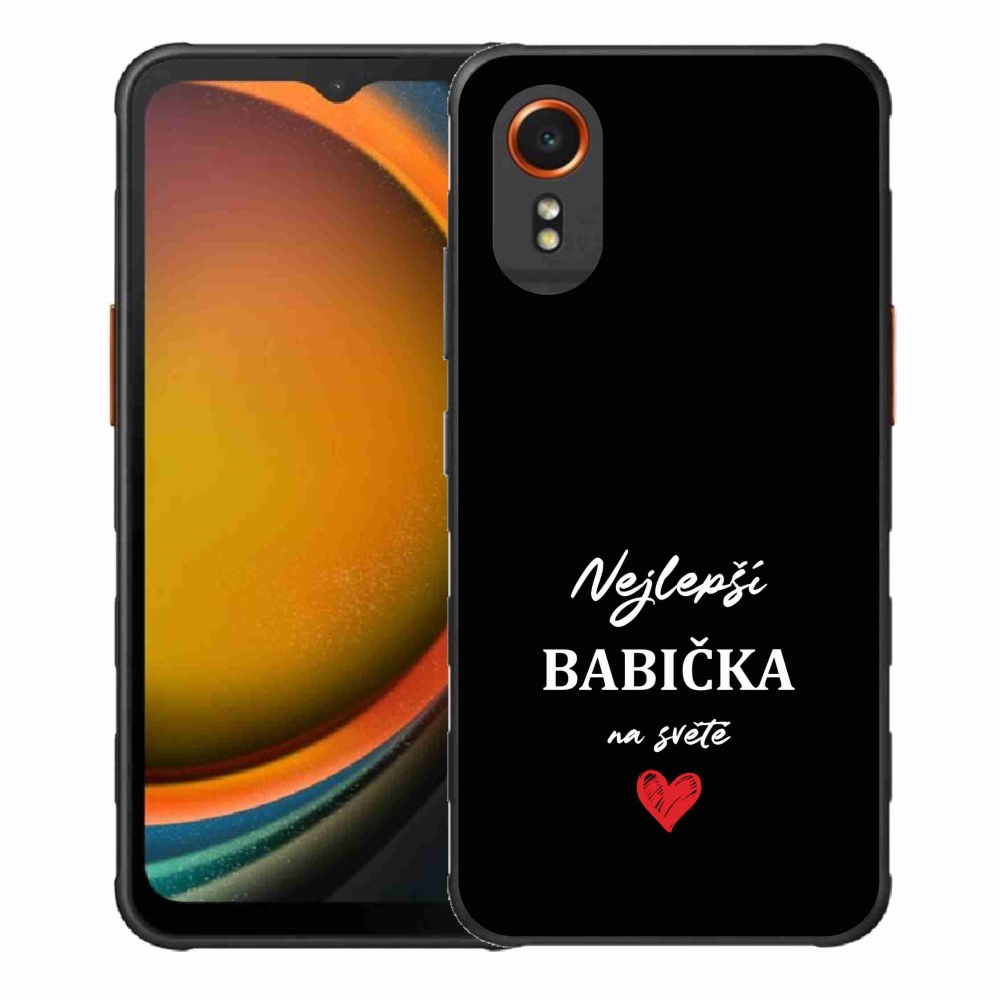 Gélový kryt mmCase na Samsung Galaxy Xcover 7 - najlepšia babička 1 čierne pozadie