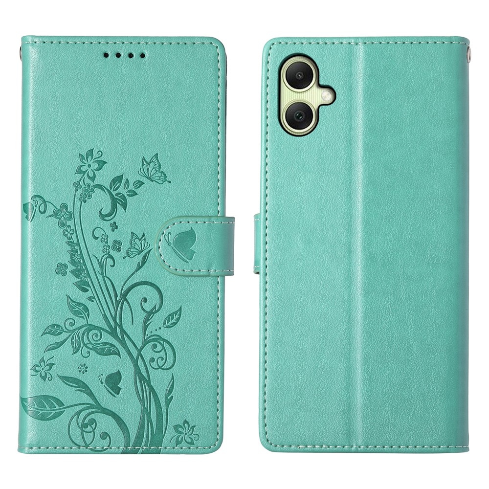 Flowery knižkové púzdro na Samsung Galaxy A07 4G - modrozelené