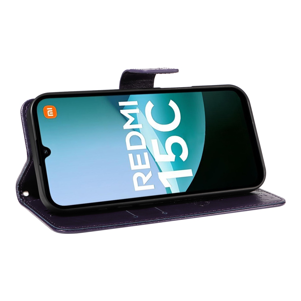 Trees knižkové púzdro na Xiaomi Redmi 15C 4G/5G (173mm) - tmavofialové