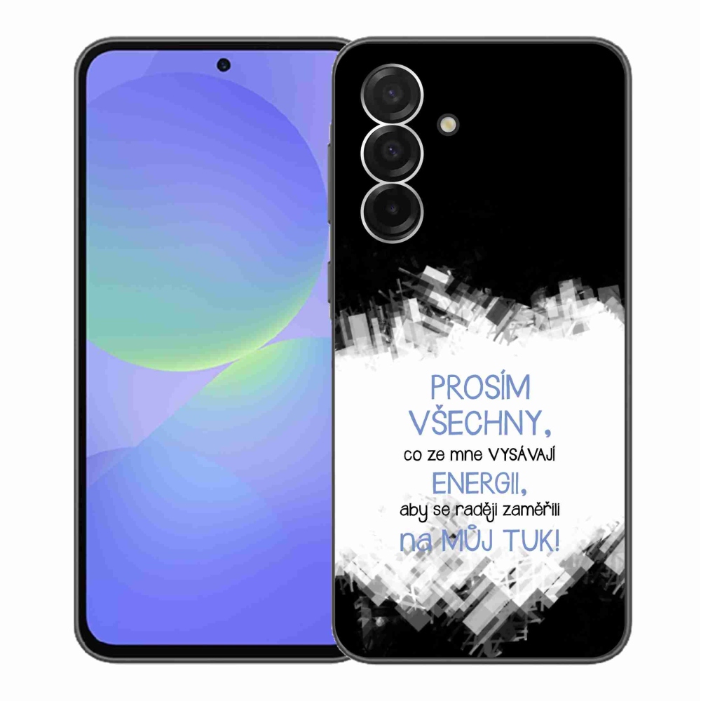 Gélový kryt mmCase na Samsung Galaxy A36 5G - vtipný text 1 modrý