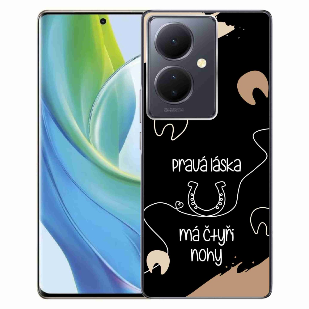 Gélový kryt mmCase na Vivo V29 Lite 5G - konský motív čierne pozadie