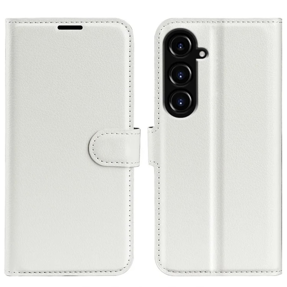 Litchi knižkové púzdro na Samsung Galaxy S23 FE - biele