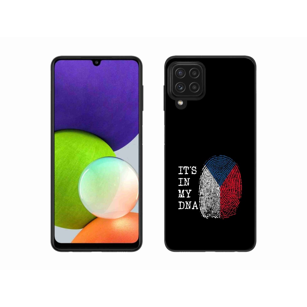 Gélový kryt mmCase na Samsung Galaxy A22 4G - vlajka odtlačok prsta čierne pozadie