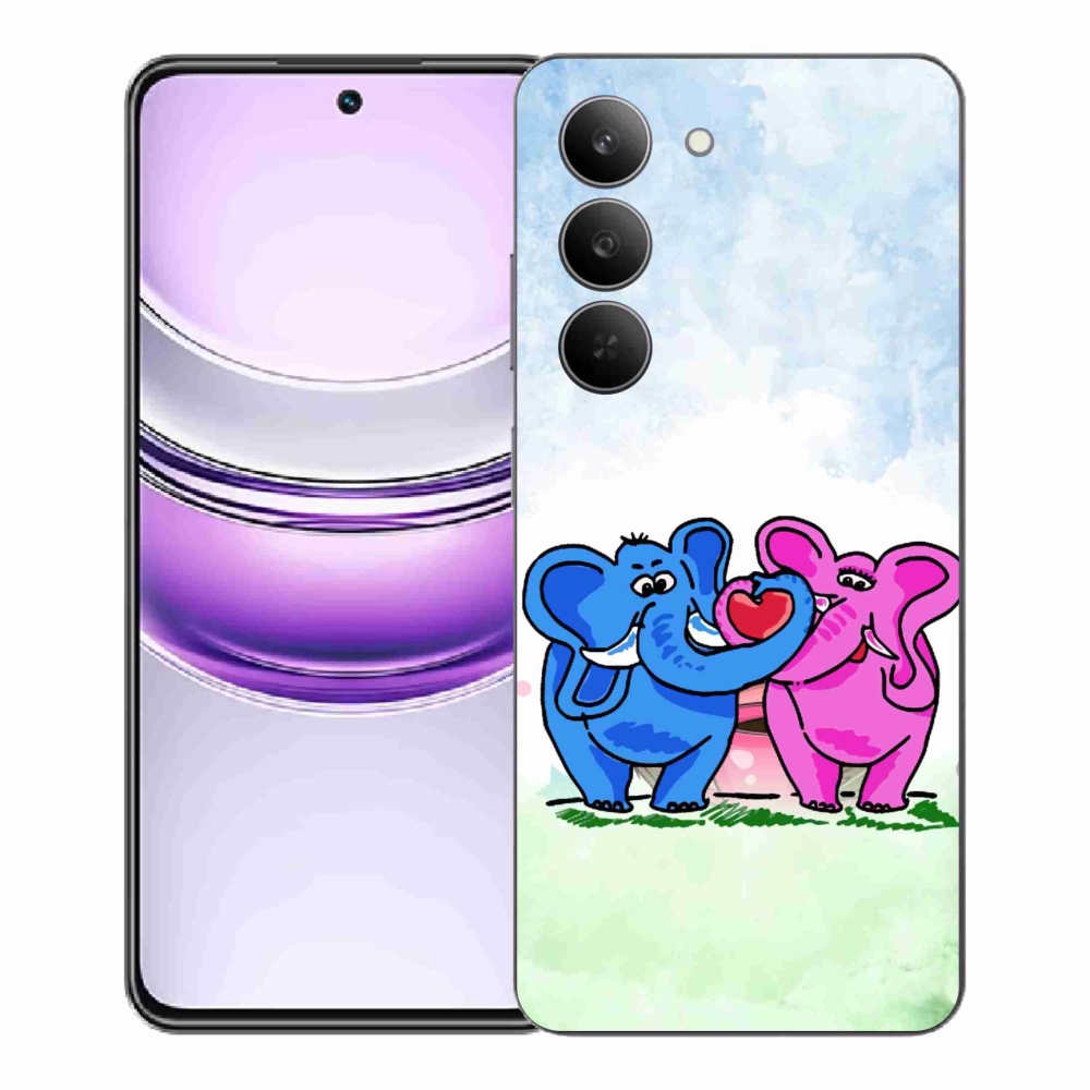 Gélový kryt mmCase na Realme 14x 5G - zamilovaní slony