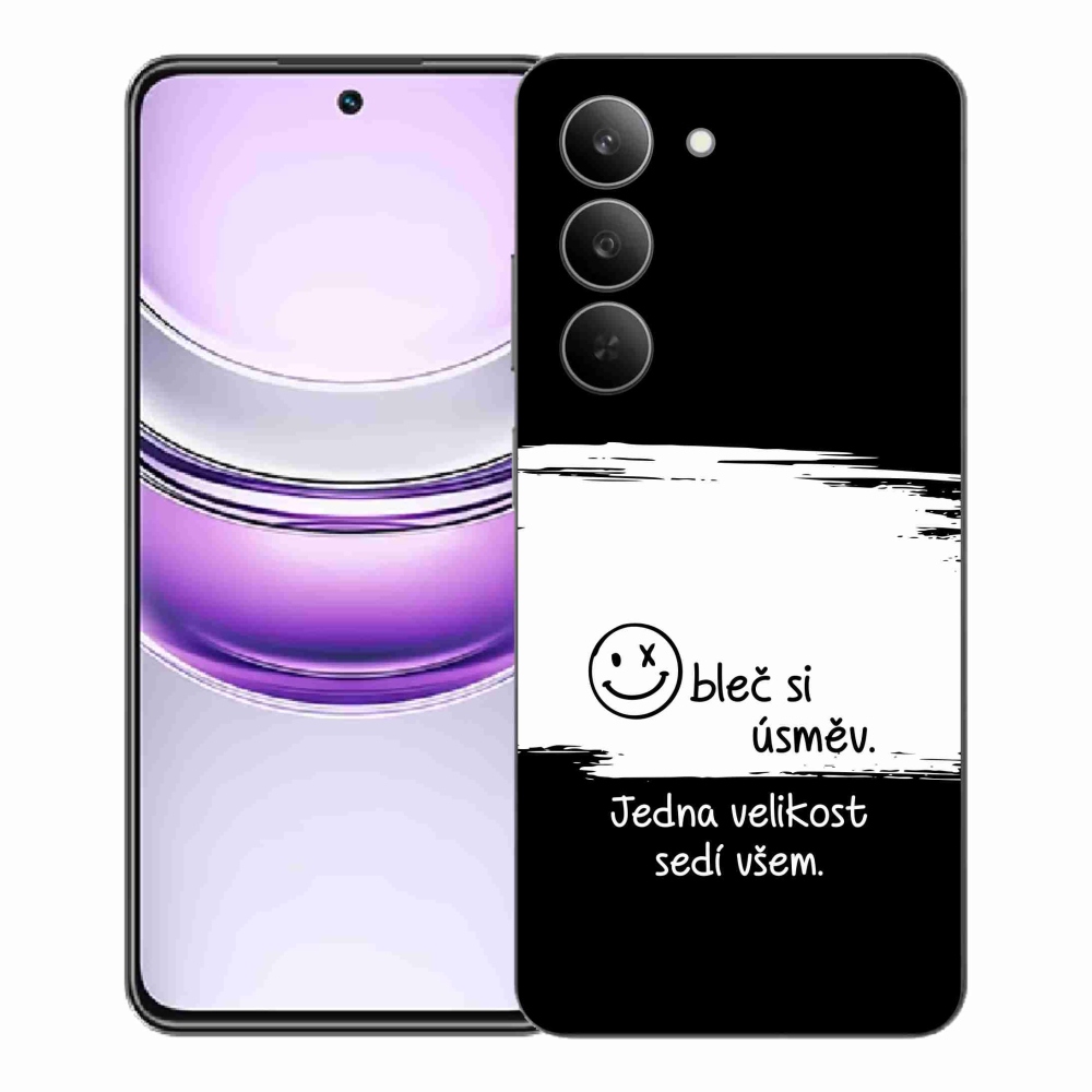 Gélový kryt mmCase na Realme 14x 5G - vtipný text 8 bieločierne pozadie