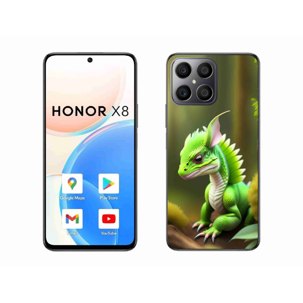 Gélový kryt mmCase na Honor X8 - zelený dráčik