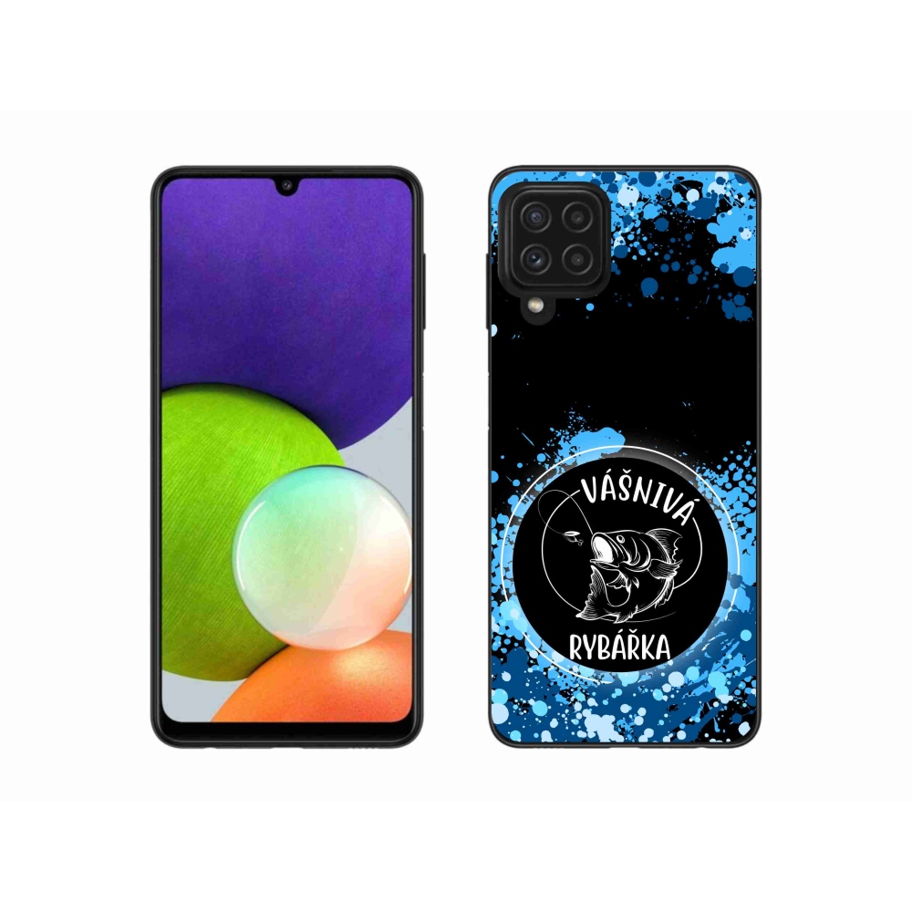 Gélový kryt mmCase na Samsung Galaxy A22 4G - vášnivá rybárka čierne pozadie