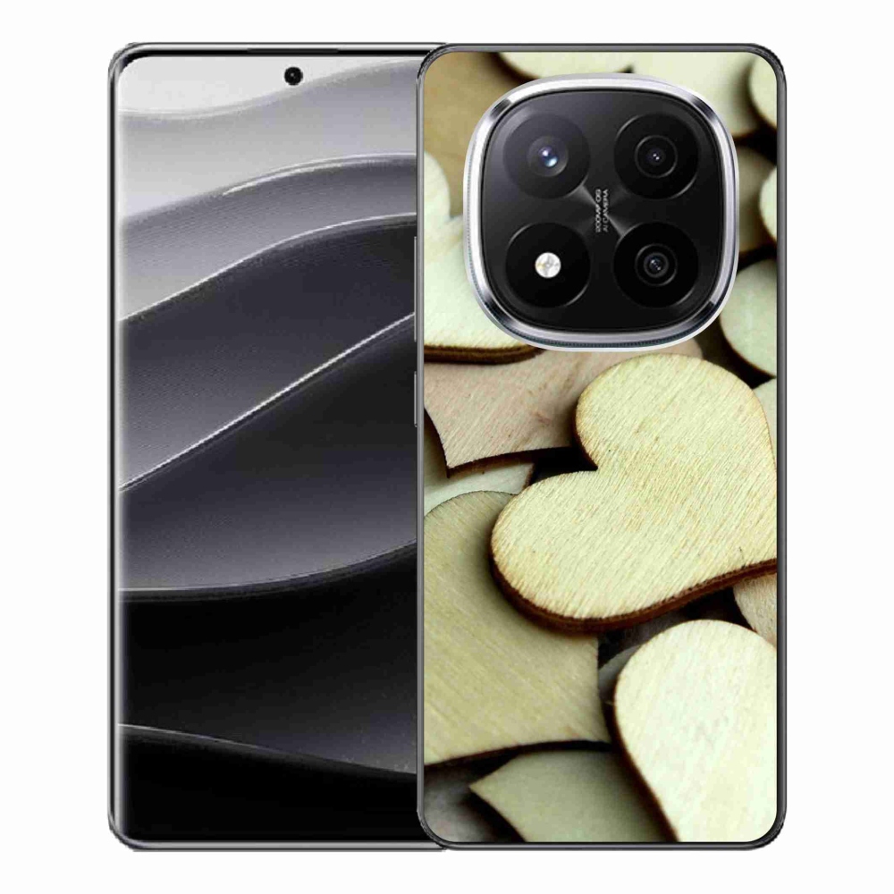 Gélový kryt mmCase na Xiaomi Redmi Note 14 Pro+ 5G - drevené srdiečka
