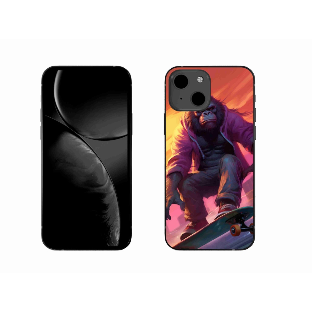 Gélový kryt mmCase na iPhone 13 - gorila na skateboarde