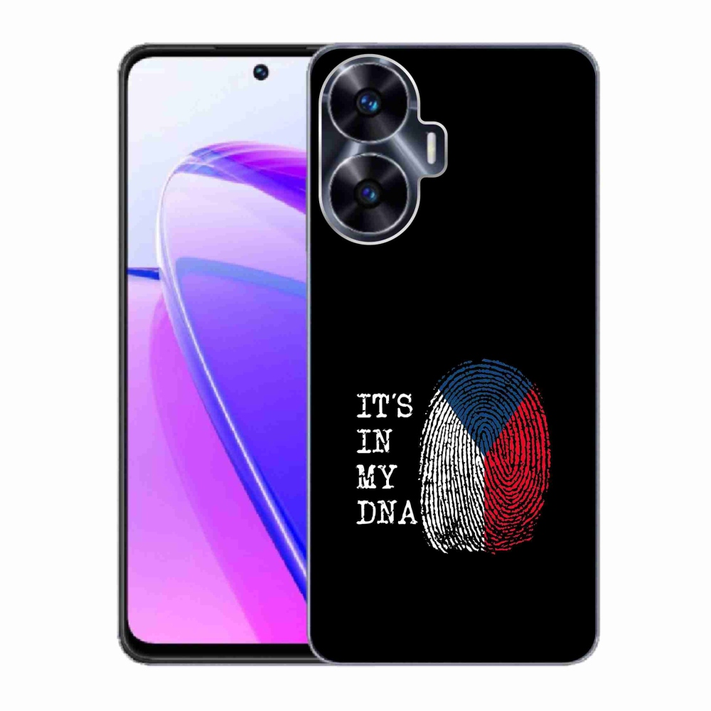 Gélový kryt mmCase na Realme C55 - vlajka odtlačok prsta čierne pozadie